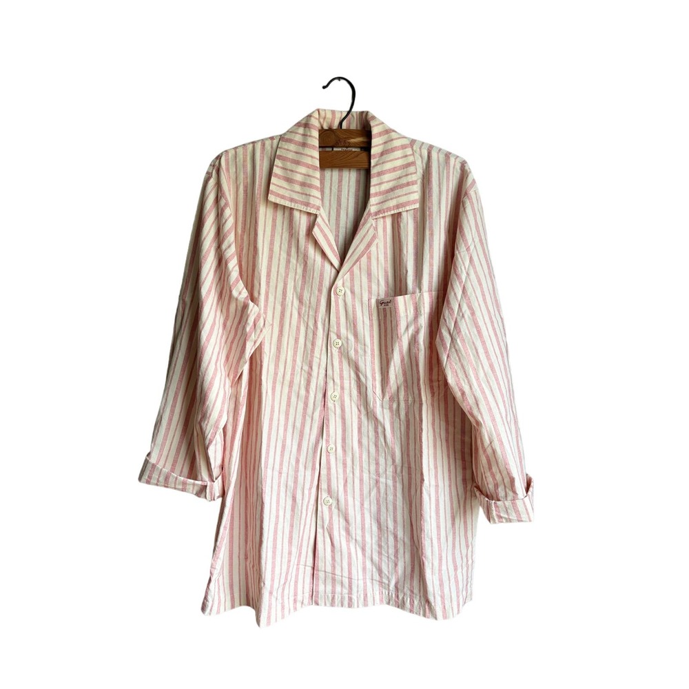 Guess Home Womens Striped‎ Pajama Top Button Down Lightweight Pink White Size OS